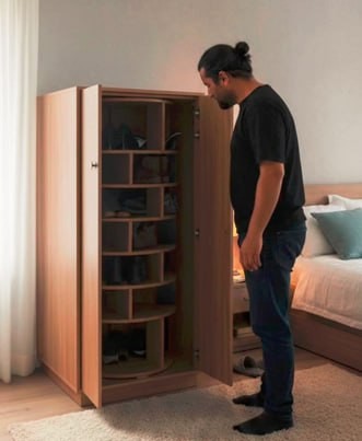 Rotating Shoe Storage Cabinet